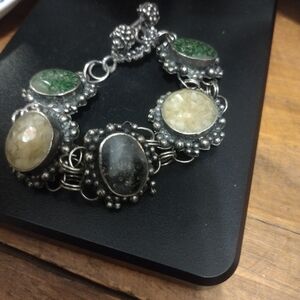 Silver Bracelet With Colored Inlay